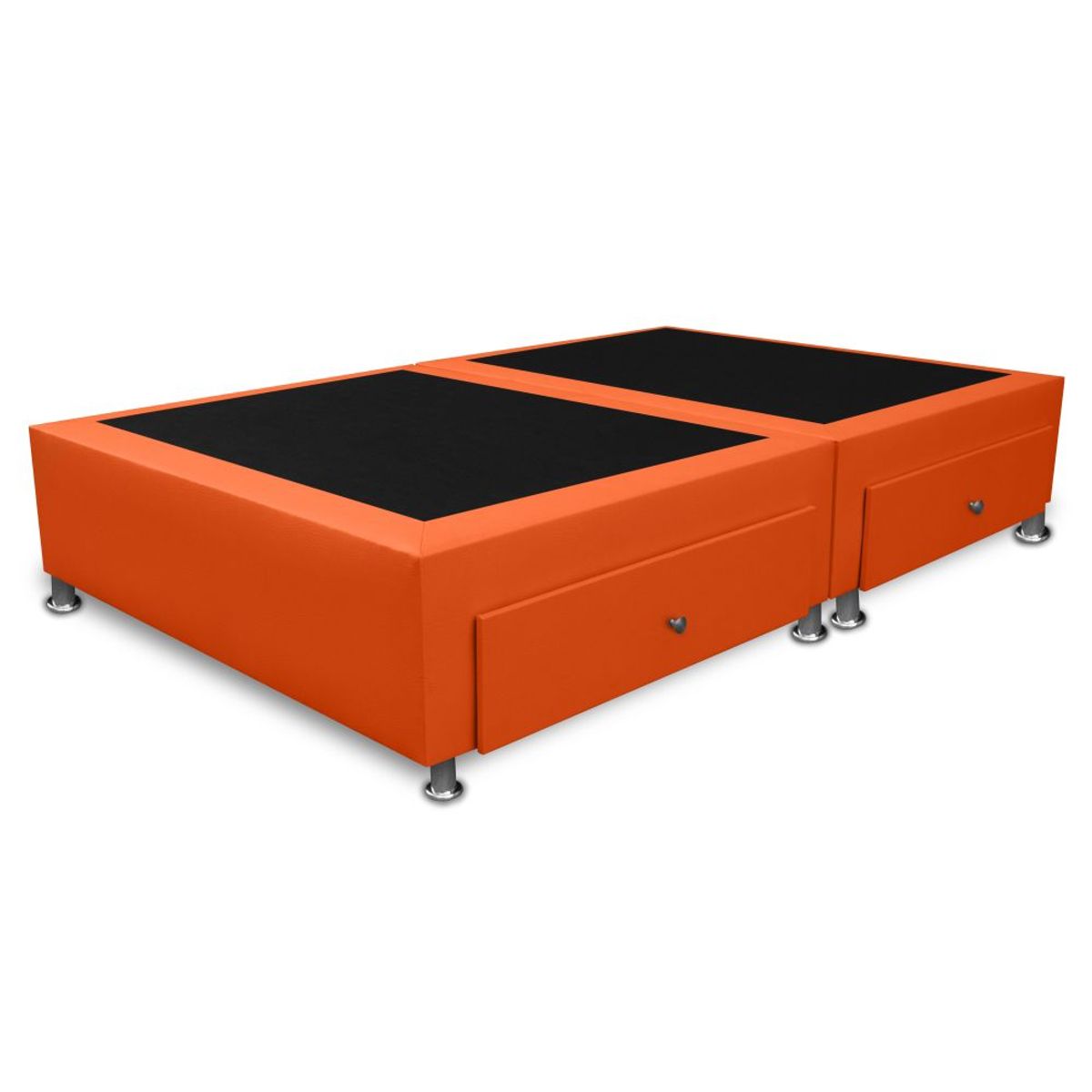 MAGIC CLASS - BASE CAMA DIVIDIDA CON 4 CAJONES LATERALES 200x200 MICROFIBRA NARANJA.