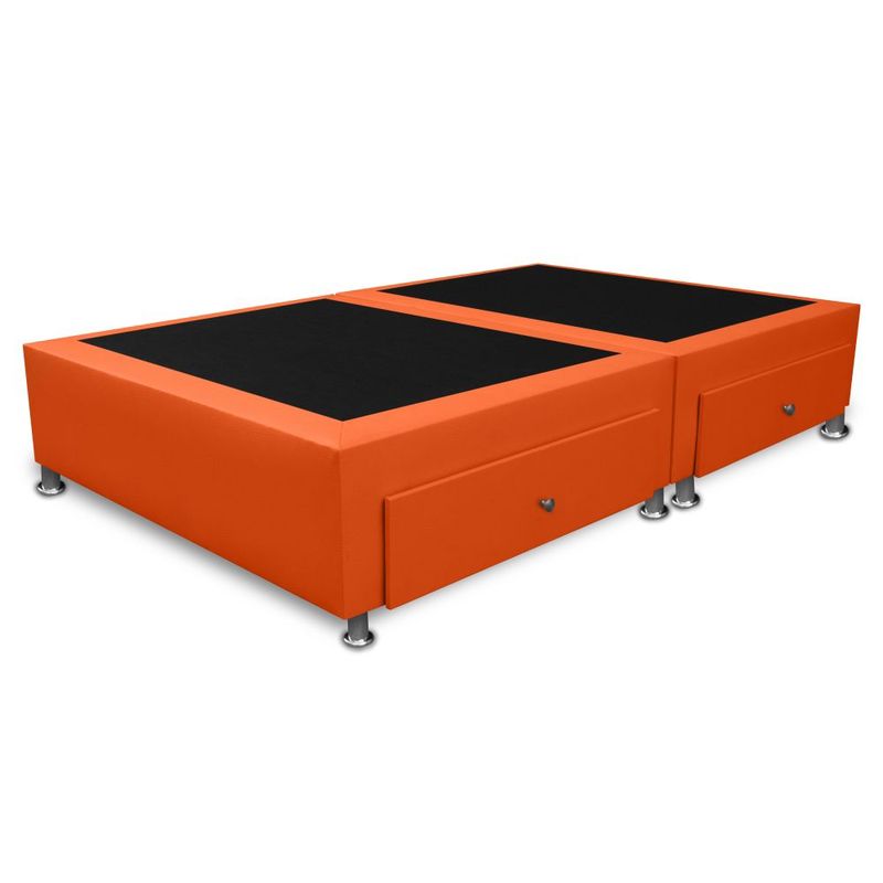MAGIC CLASS - BASE CAMA DIVIDIDA CON 4 CAJONES LATERALES 200x200 MICROFIBRA NARANJA.