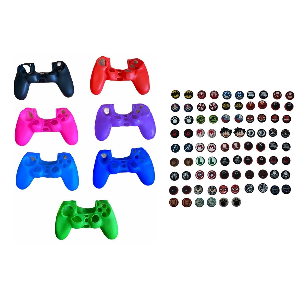 GENERICO - Protector Funda Silicona Unicolor + 2 Grips Para Control Ps4