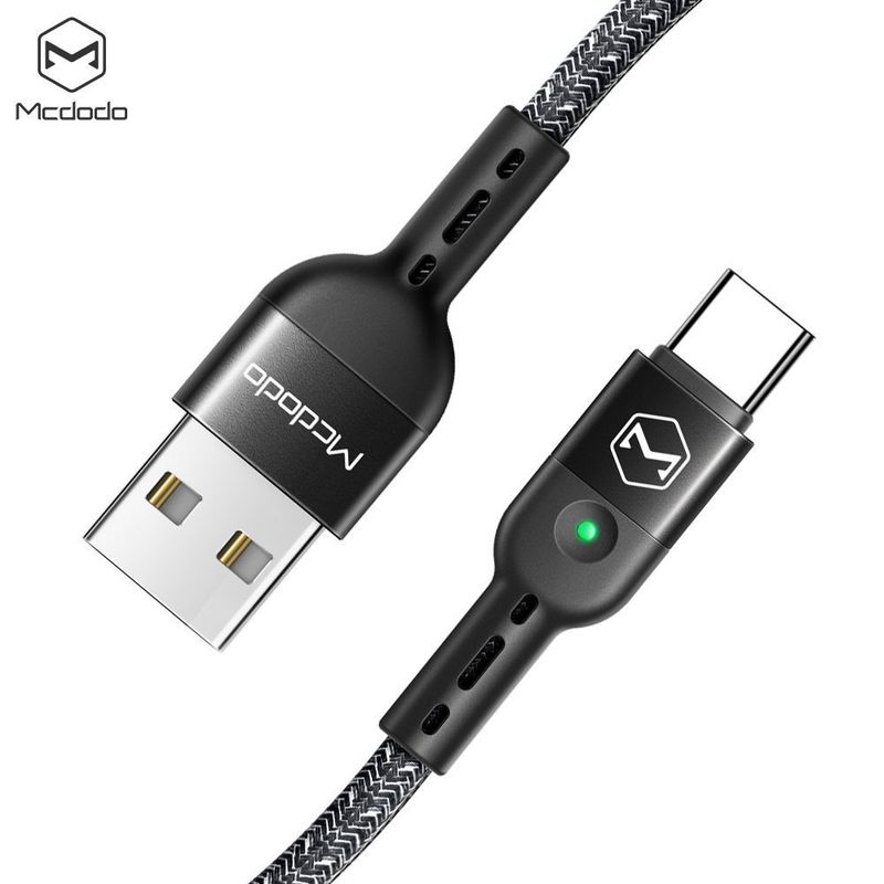 MCDODO - Cable USB Tipo C Retráctil Carga Rápida Uso Rudo 180 cm
