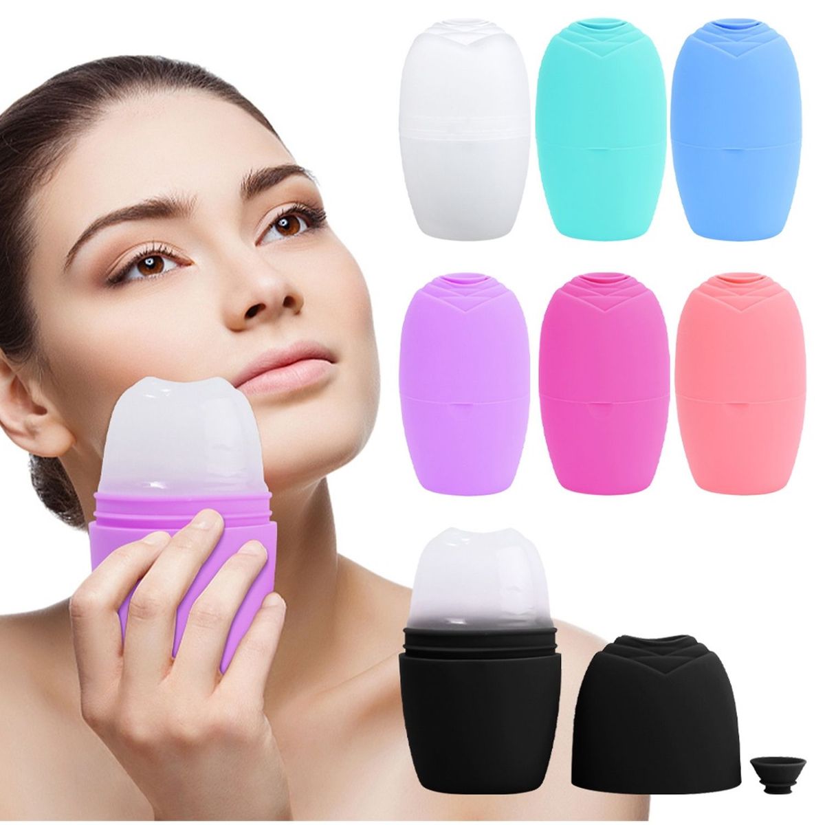 ONE PIXEL - Rodillo Masajeador Facial Hielo SIlicona Morado ONE PIXEL