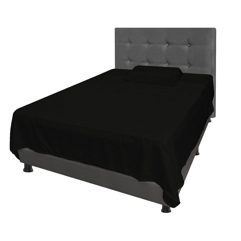 DORMILANDIA - Juego de sábanas 100% poliéster embozada para cama queen 160 negro
