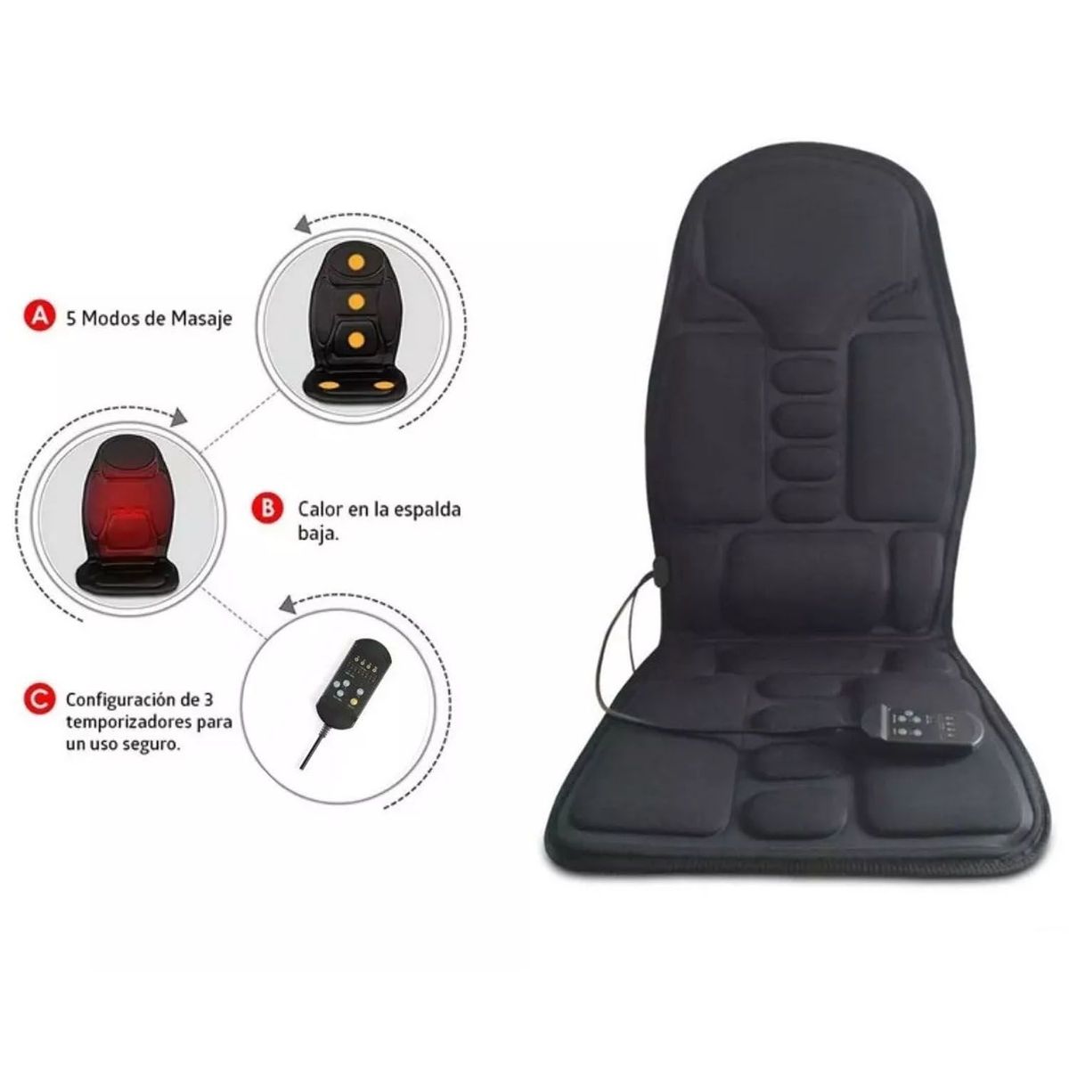 ONE PIXEL - Silla Cojin Masajeadora De Carro Casa Oficina Portatil 12v