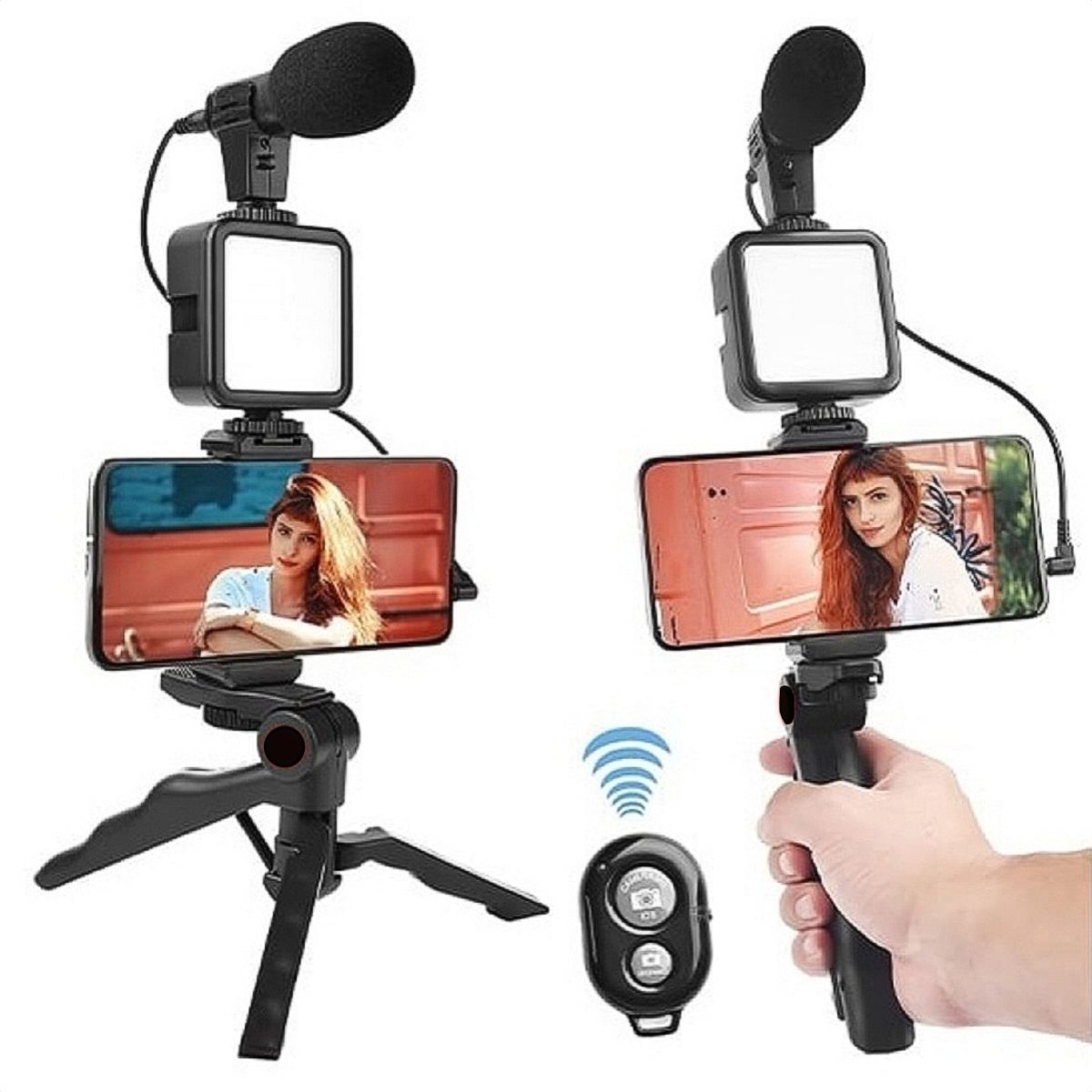 GENERICO - Estabilizador Celular Soporte Luz Led Micrófono Control Bt