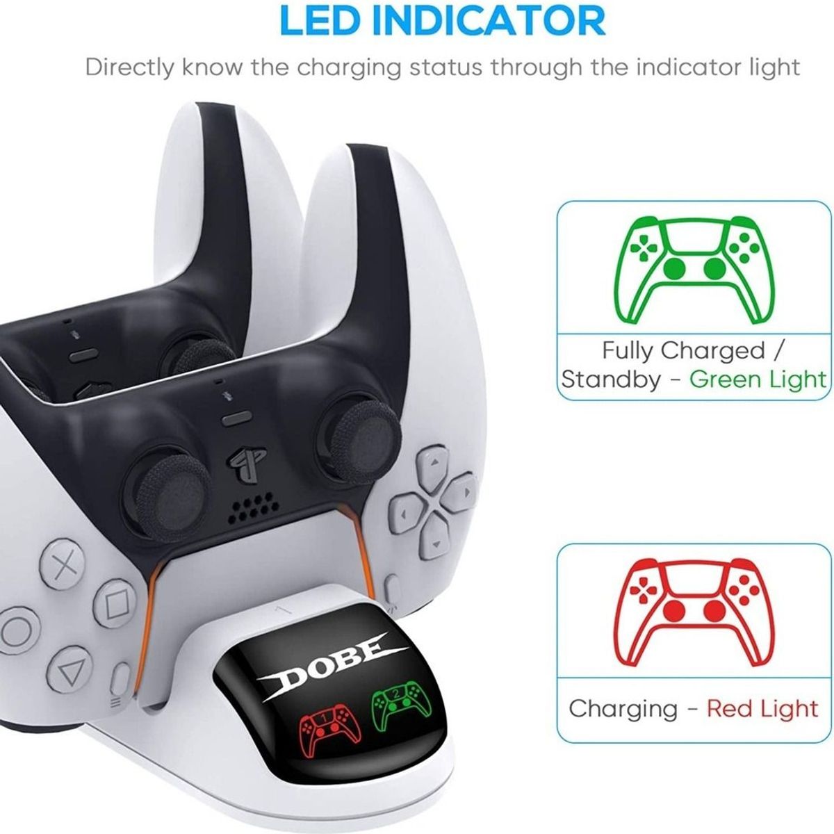 GENERICO - Carga Dual PS5 Dualsense LED Rápida 