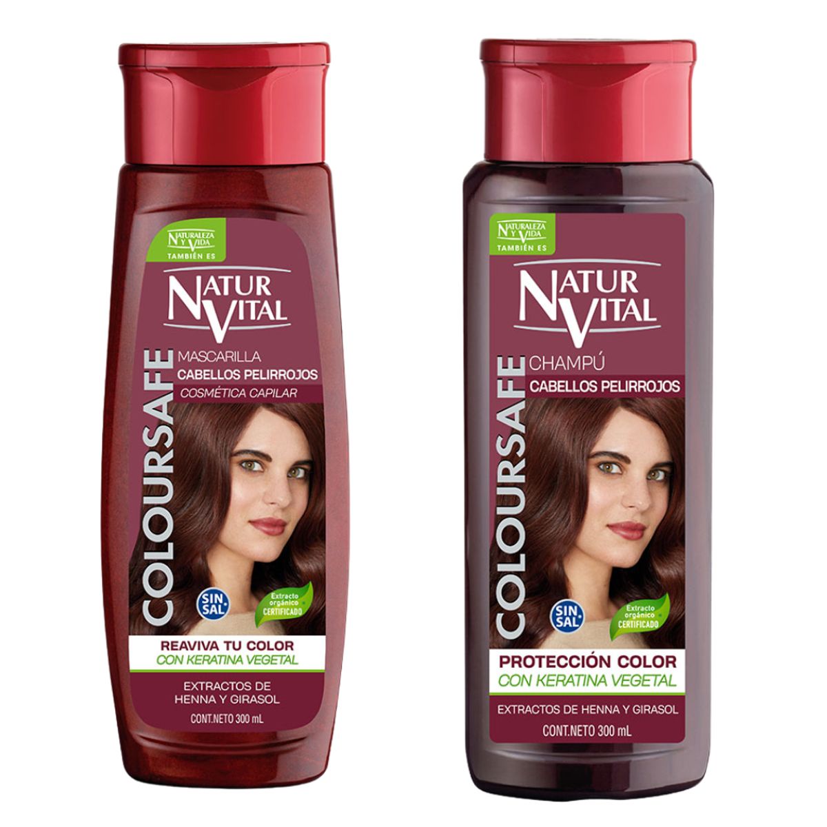 NATURALEZA Y VIDA - Champu y Mascarilla Color Cabellos Borgoña 300 ml