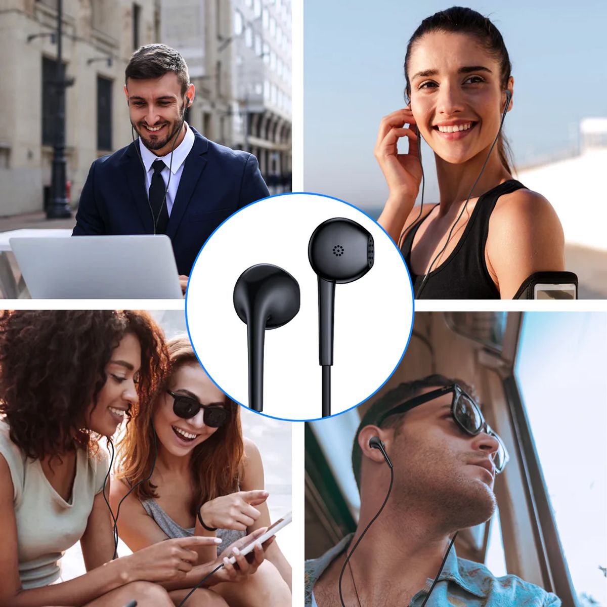 1HORA - Audifonos Por Cable Aut124 Auriculares In-Ear Tipo C Negros  00000