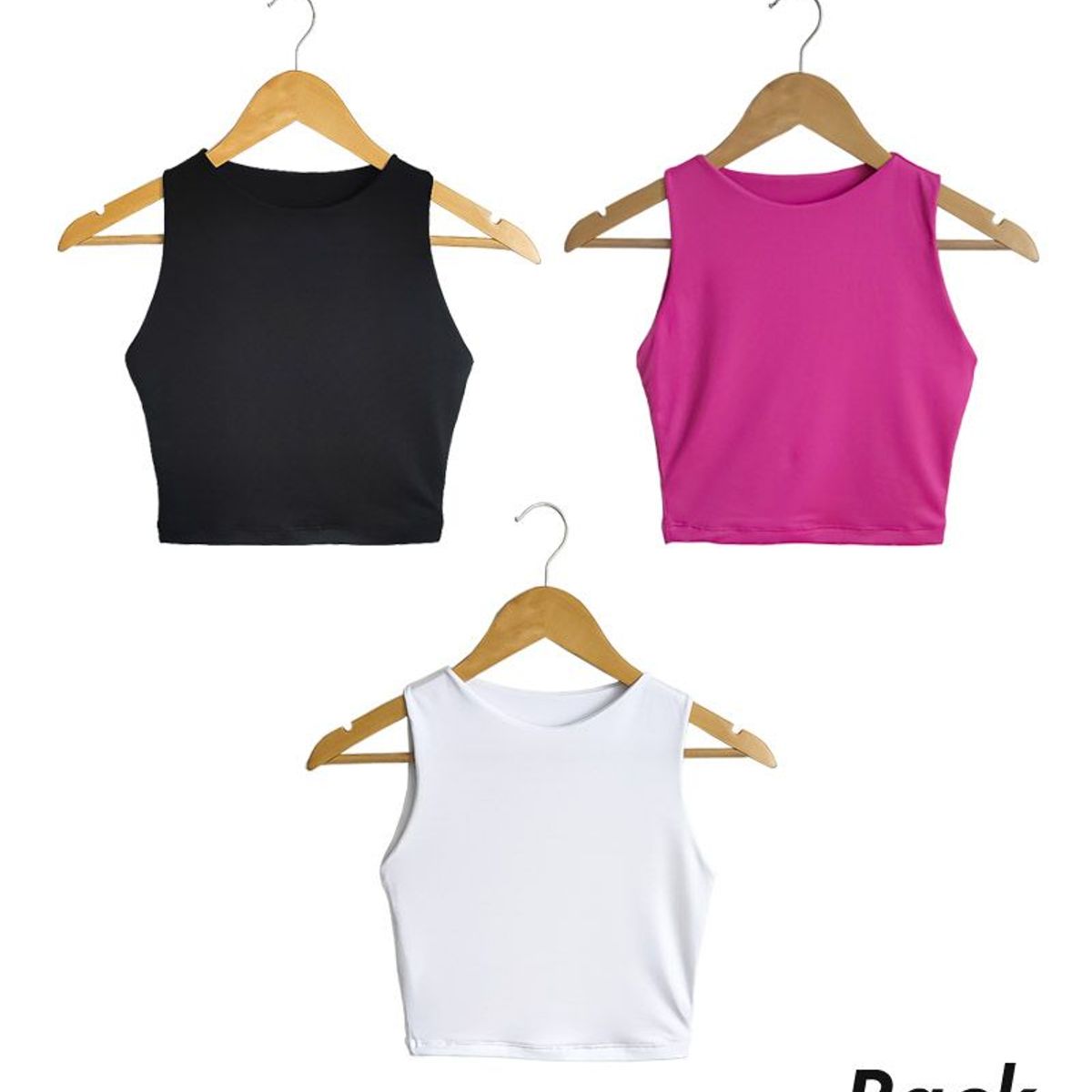 SYK - Paquete X 3 und Blusa Crop Top Para Mujer Unicolor Licrado.