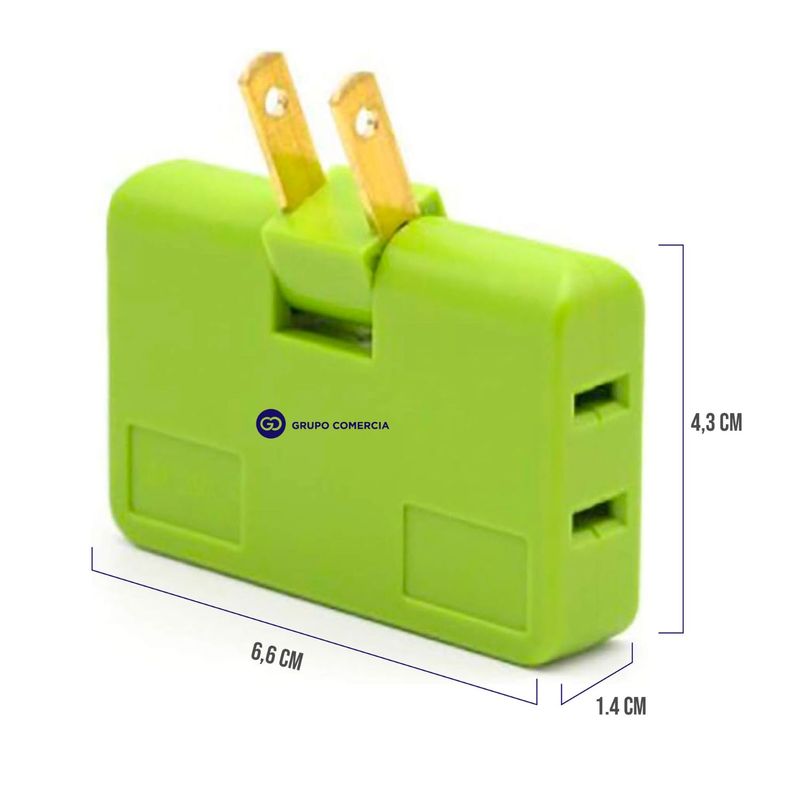 XIONG CHENG - Adaptador Multitoma 3 Enchufes Giratorio 180°