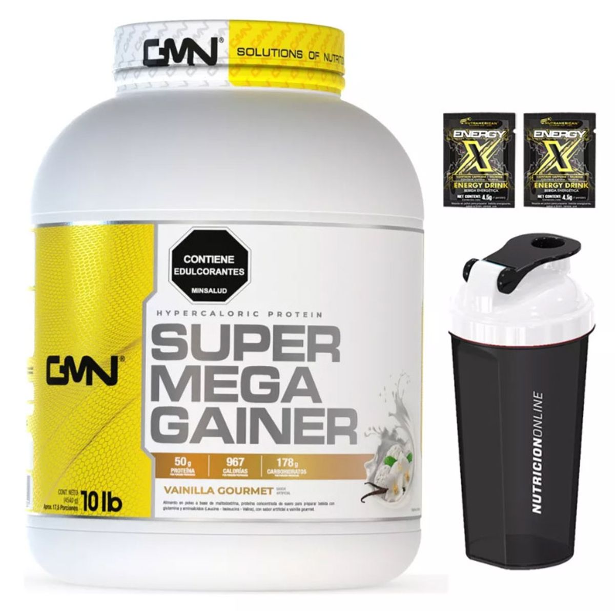 GMN - Super Mega Gainer 5Lb Vainilla Con Energy X Y Termo