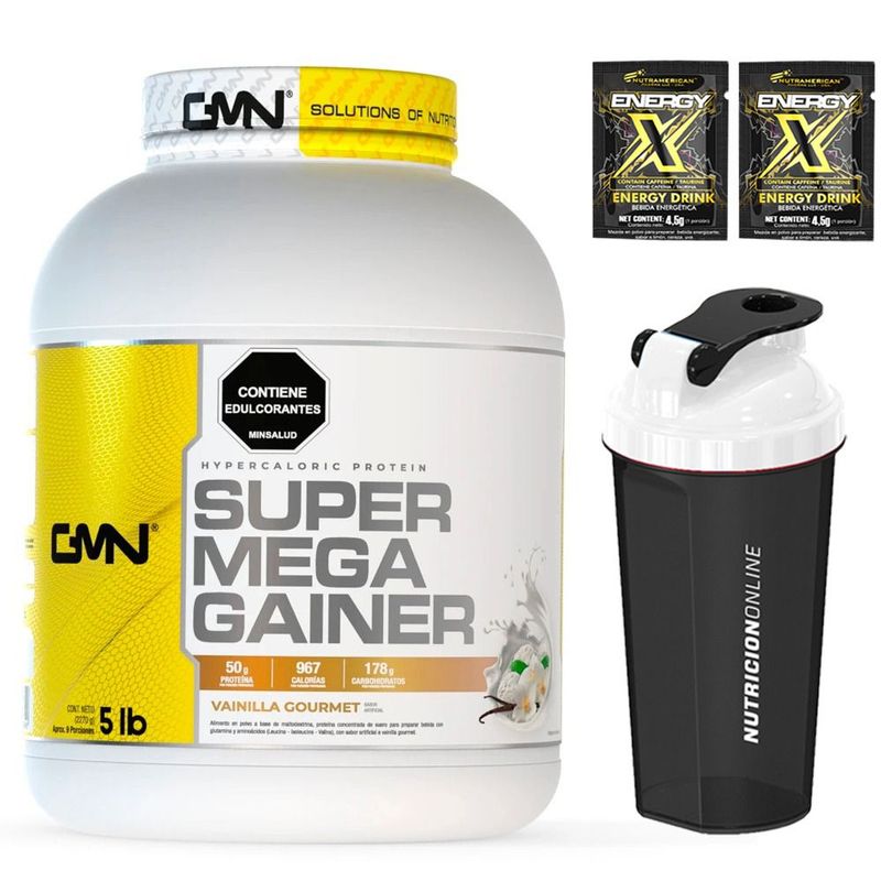 GMN - Super Mega Gainer 5Lb Vainilla Con Energy X Y Termo