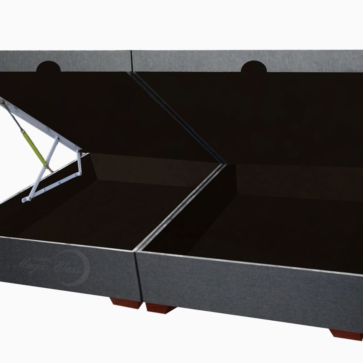 MAGIC CLASS - BASE CAMA BAÚL HIDRÁULICA DIVIDIDA 200x200 ECOCUERO GRIS