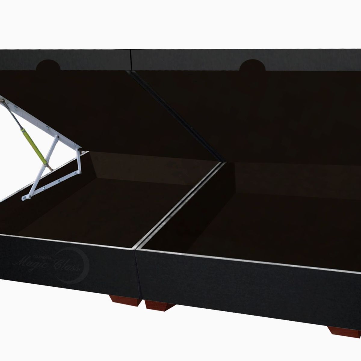 MAGIC CLASS - BASE CAMA BAÚL HIDRÁULICA DIVIDIDA 200x200 MICROFIBRA NEGRO