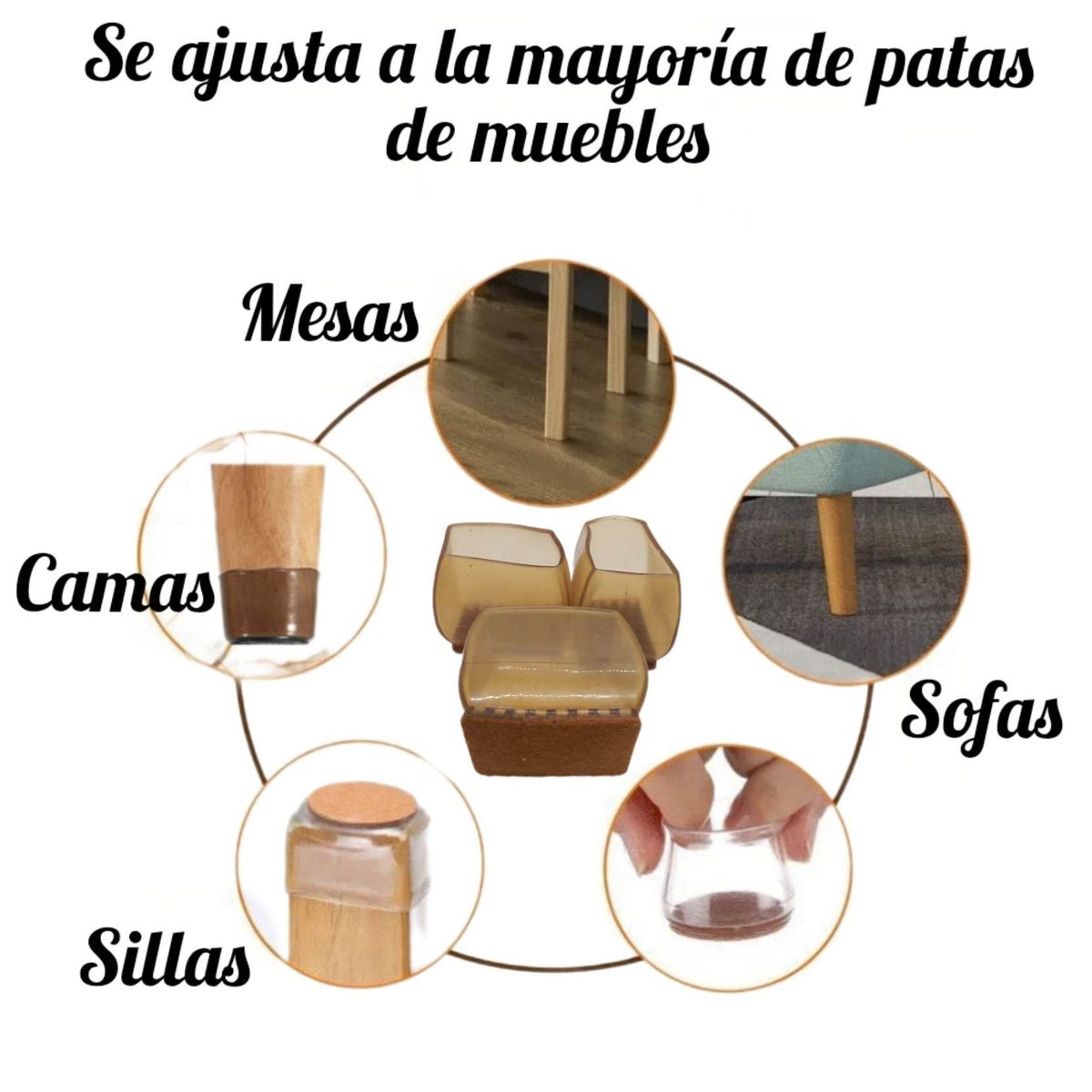 GENERICO - set x16 Protectores Antideslizantes patas muebles forro rectangular