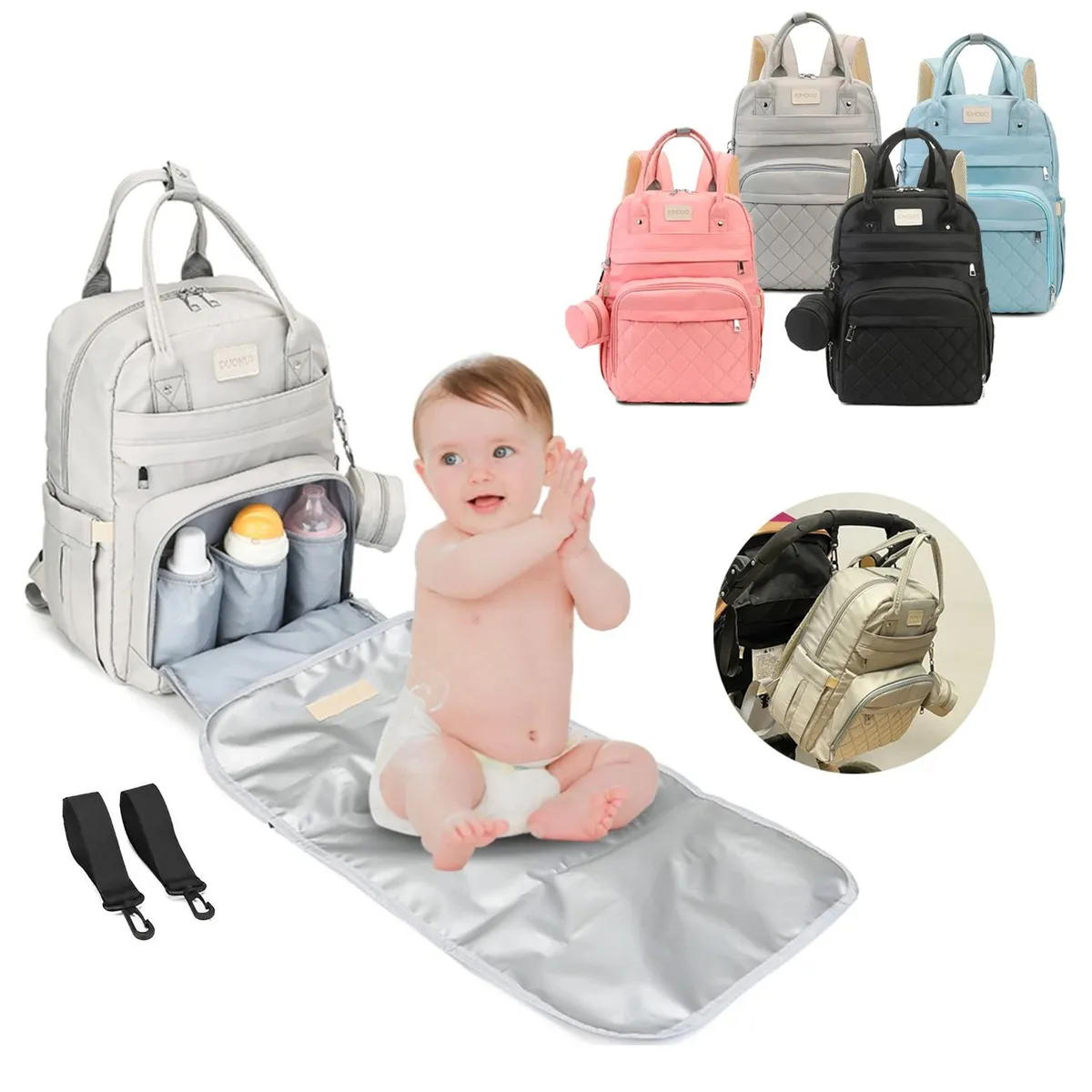 LANZURY IMPORTACIONES - PAÑALERA SENCILLA MONEDERO MULTIFUNCIONAL GRIS