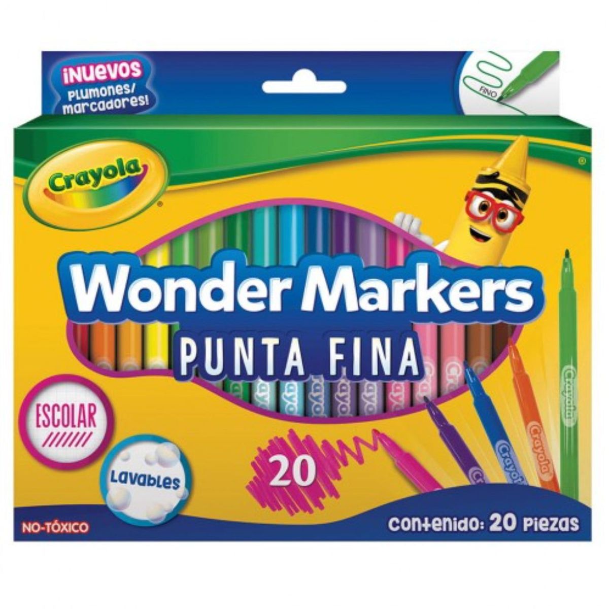 POINTER - Plumones Crayola Wonder Markers Punta Fina X 20 Piezas
