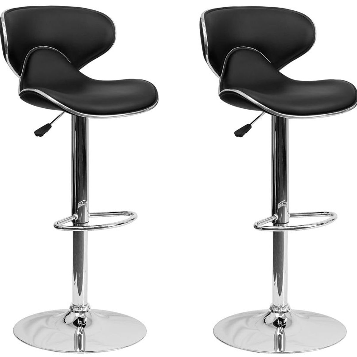 MOBLIHOUSE - Set X2 Silla Bar Jinete Negra Sillas Giratorias De Piel Sintética