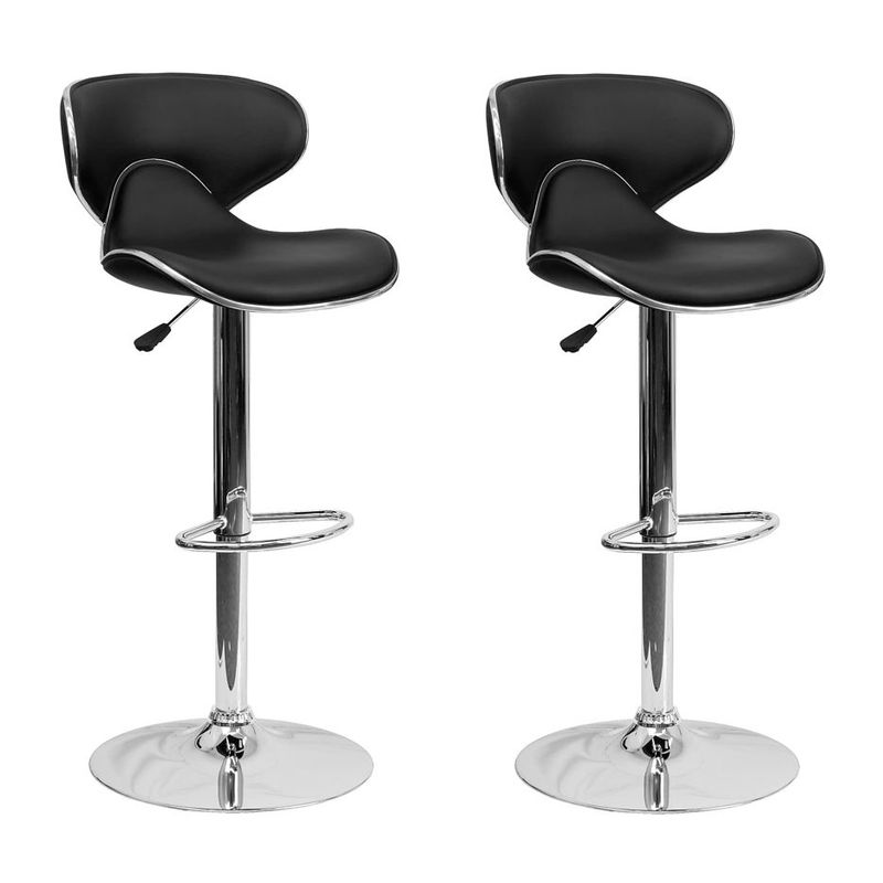 MOBLIHOUSE - Set X2 Silla Bar Jinete Negra Sillas Giratorias De Piel Sintética