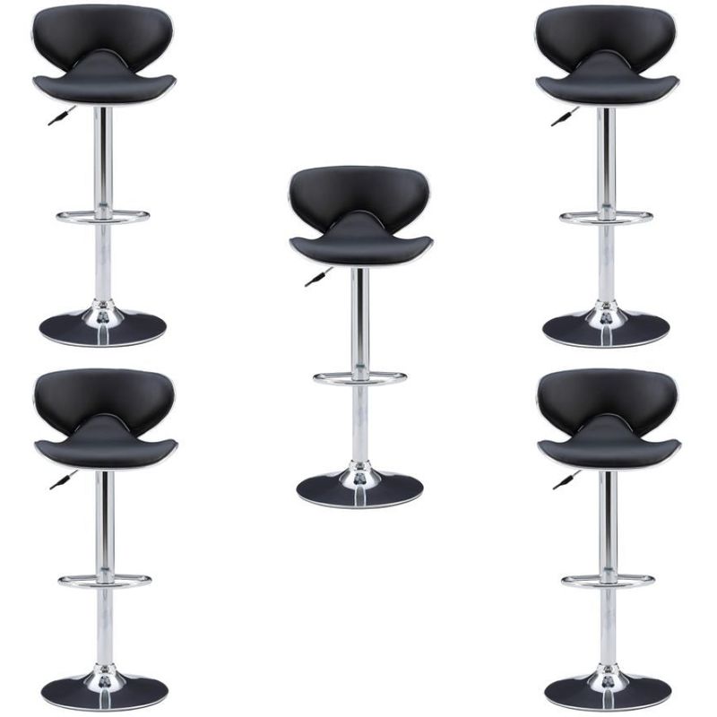 MOBLIHOUSE - Set X5 Silla Bar Jinete Negra Sillas Giratorias De Piel Sintética