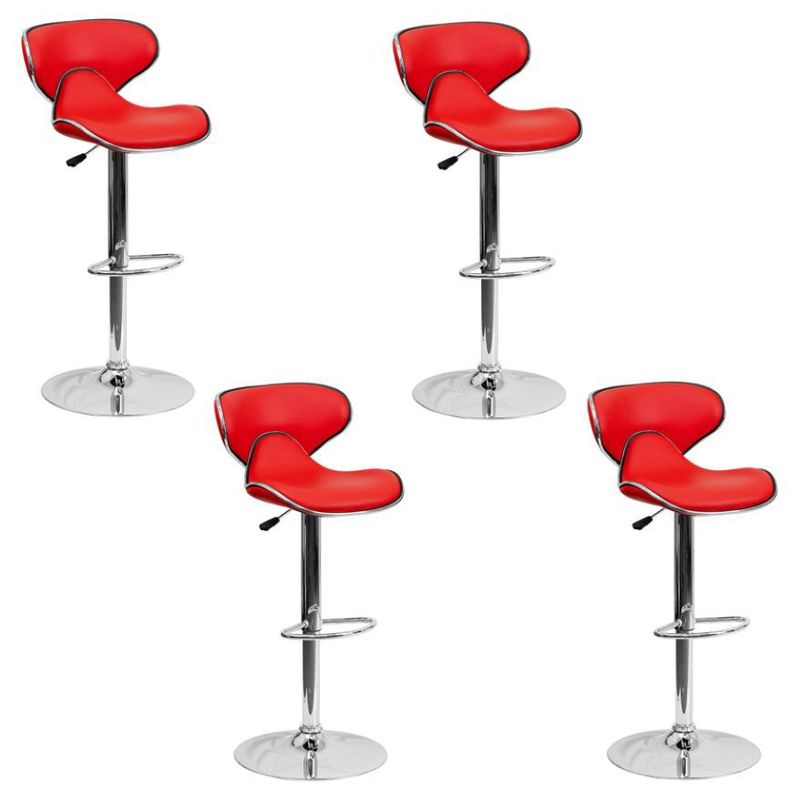 MOBLIHOUSE - Set X4 Silla Bar Jinete Roja Sillas Giratorias De Piel Sintética