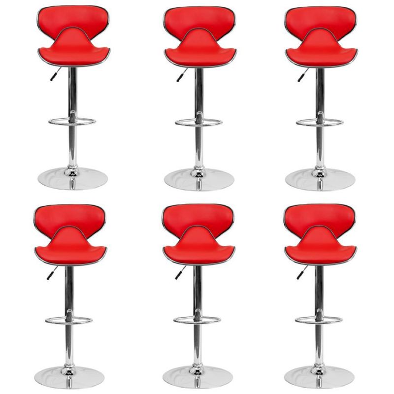 MOBLIHOUSE - Set X6 Silla Bar Jinete Roja Sillas Giratorias De Piel Sintética