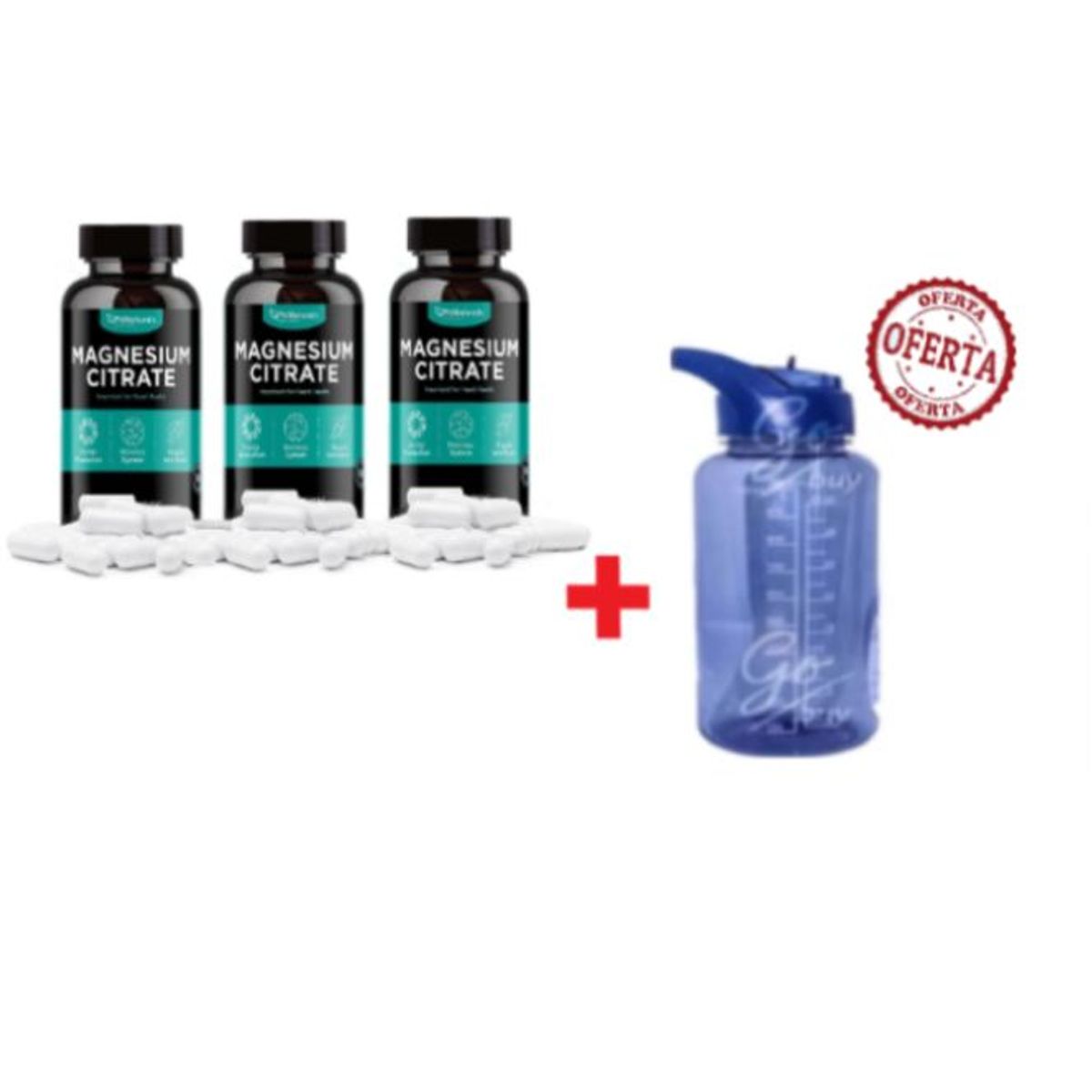 GENERICO - Citrato De Magnesio x 270 Capsulas + Botilito Motivacional 1L