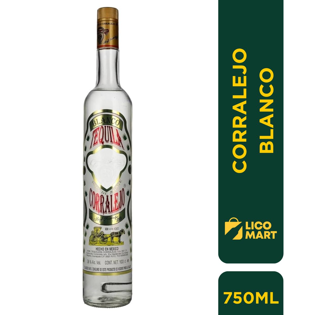 GENERICO - TEQUILA CORRALEJO BLANCO 100 % AGAVE 750 ML