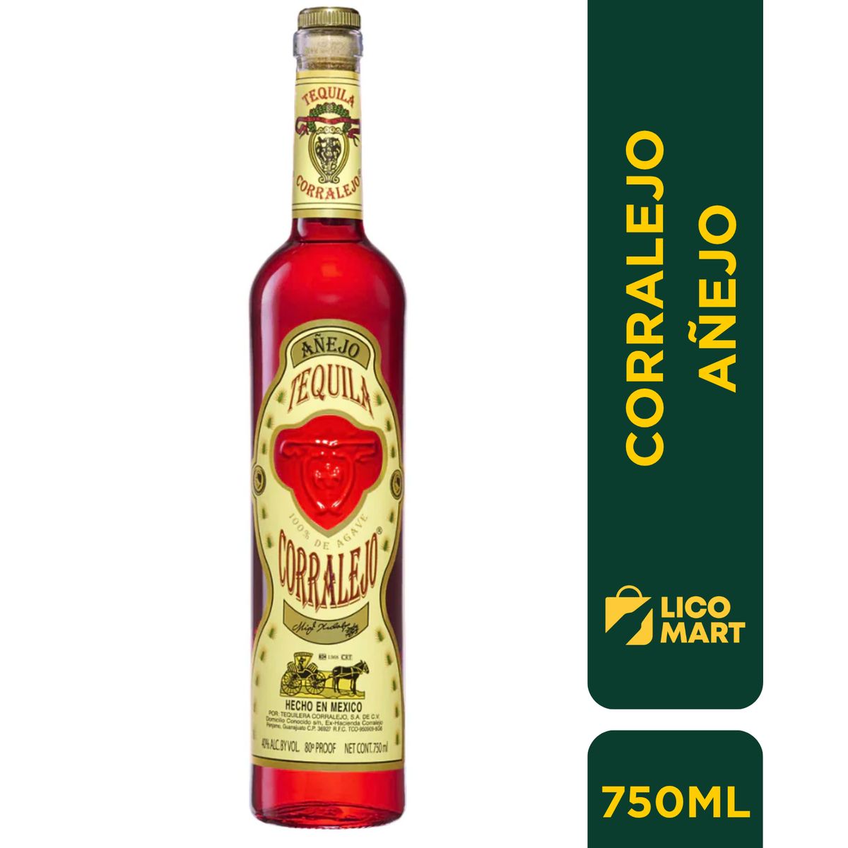 GENERICO - TEQUILA CORRALEJO AÑEJO 100% AGAVE 750 ML