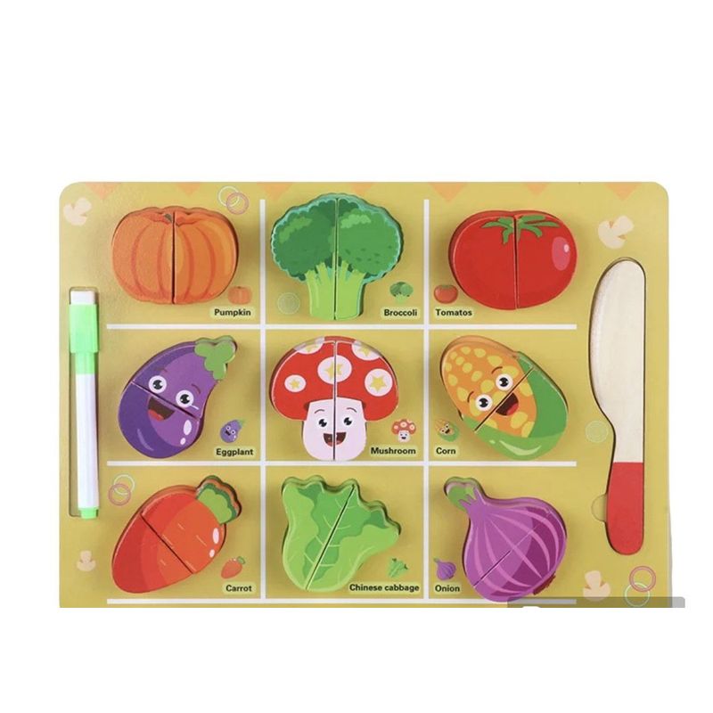 GENERICO - Tabla Para Cortar Verduras En Madera Montessori Aprendizaje