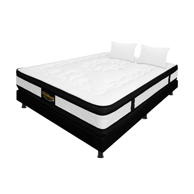 DORMILANDIA - Combo colchón semidoble 120x190 espumado híbrido - base cama entera - almohadas