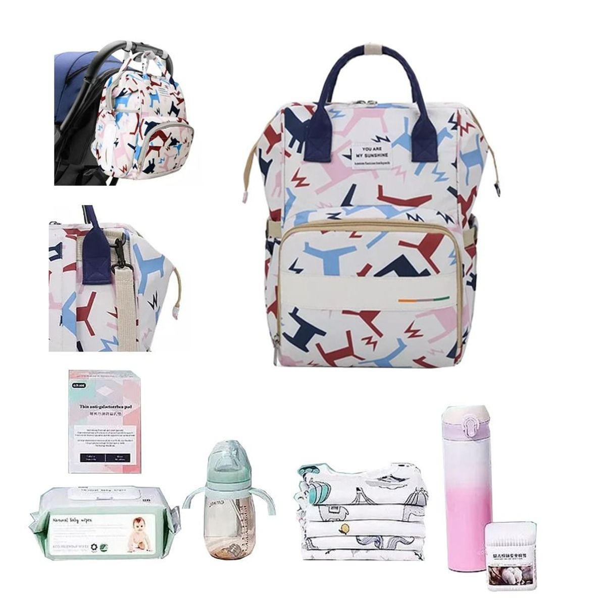 GENERICO - PAÑALERA DE MATERNIDAD SENCILLA ESTAMPADA - BLANCA LLAMA