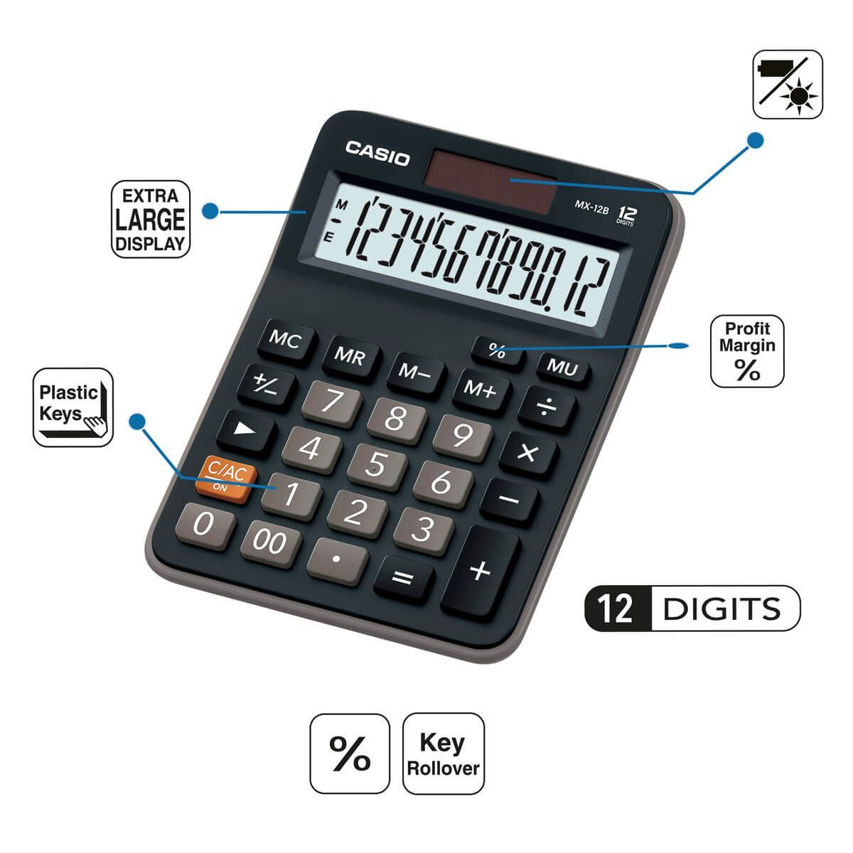 CASIO - Calculadora Casio 12 Dígitos Mx - 12b