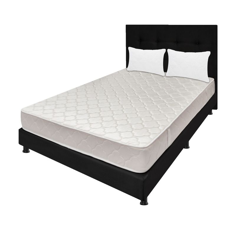 DORMILANDIA - Combo colchón doble 140x190 espumado multisleep + base cama + cabecero  + almohadas.