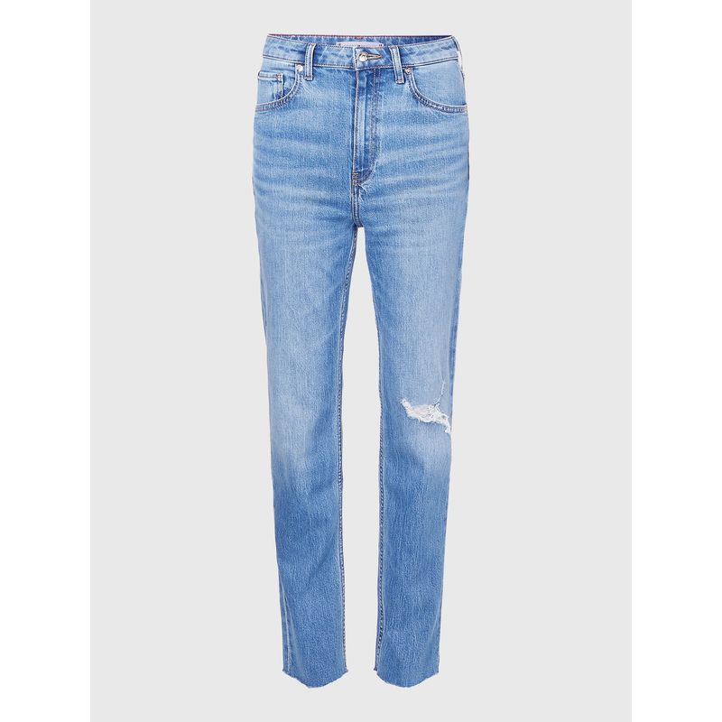 TOMMY HILFIGER - Jeans Classics Rectos De Talle Alto Desgastados Mujer Azul Tommy Hilfiger