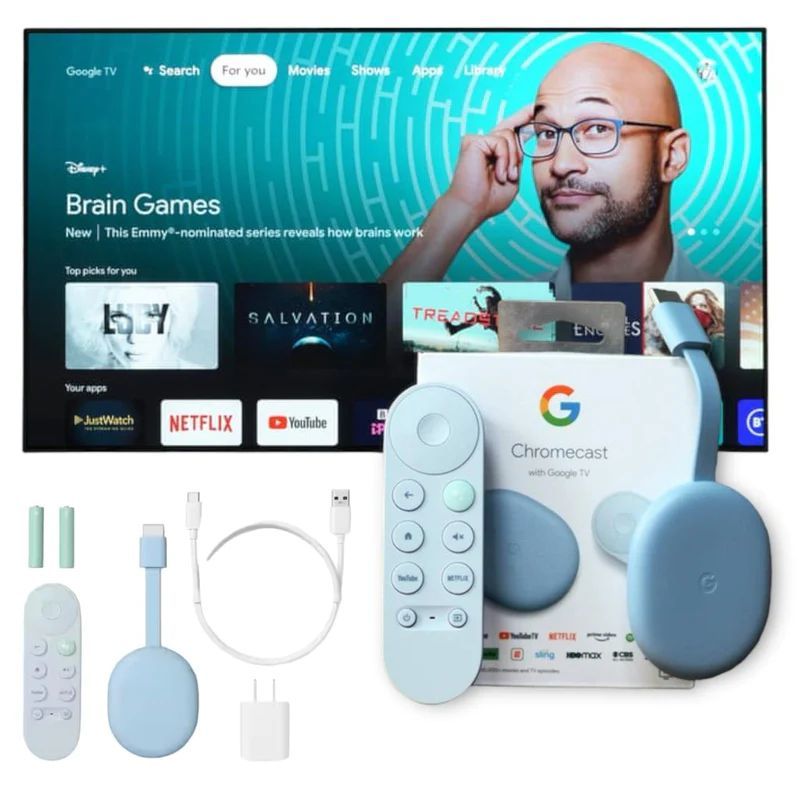 GOOGLE - Google Chromecast Tv 4k 8gb 2gb Ram Ultima Versión Azul