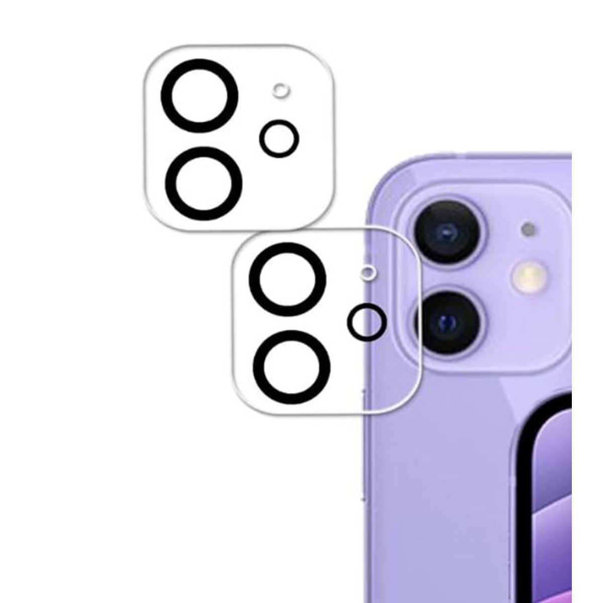 GENERICO - Protector de camara borde negro para iphone 12