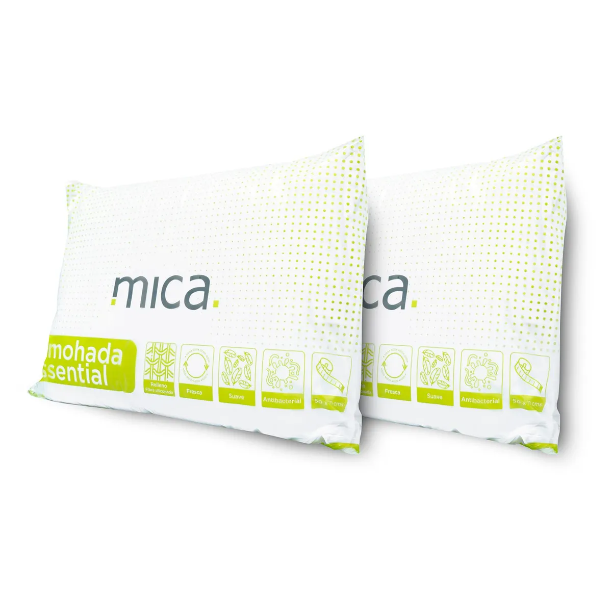 MICA - Almohada Set X2 de Microfibra, Firmeza Media 50 X 70 cm Mica Essencial
