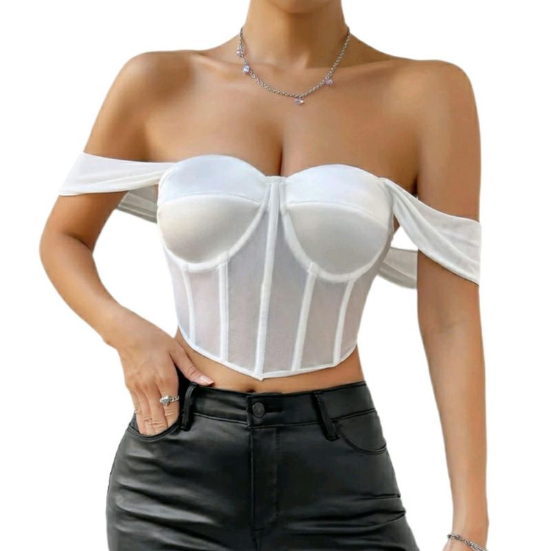 BAPU - Crop top corset tiras caídas copa con arco varillas laterales