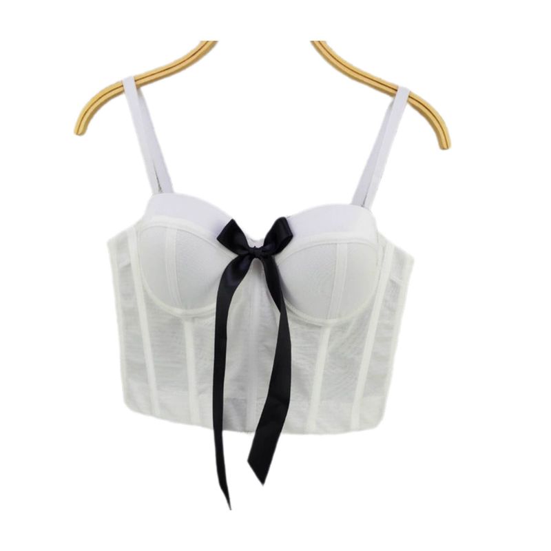BAPU - Crop Top corset de tiras copa con arco varillas laterales
