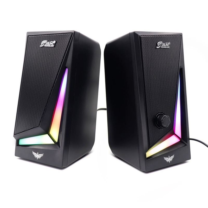 GENERICO - PARLANTE SPEAKER GAMER LUZ RGB PARA COMPUTADOR USB Y 35MM