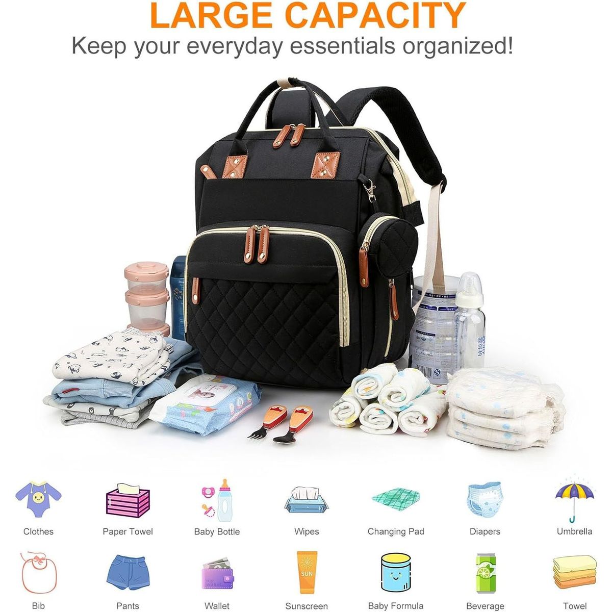 ONE PIXEL - Pañalera Maleta Para Bebé Impermeable Con Cambiador Ergonomica