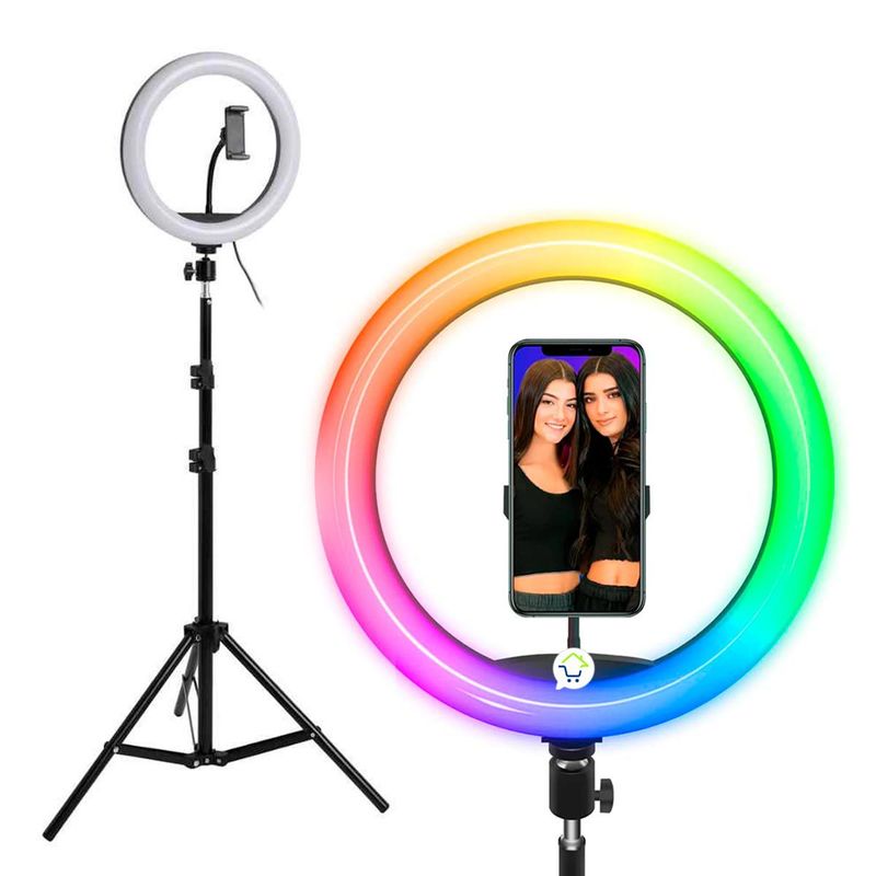 COMPRALOENCASA COM - Aro De Luz 26cm Efectos RGB Flash  Trípode Fotografía MJ26