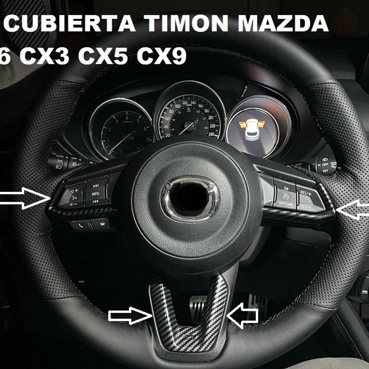 GENERICO - accesorios mazda 2 3 6 cx5 cx9 cubierta timon 3 pcs fibra c.