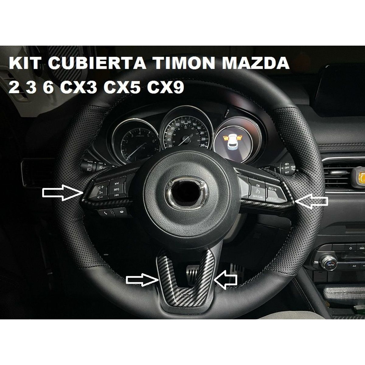 GENERICO - accesorios mazda 2 3 6 cx5 cx9 cubierta timon 3 pcs fibra c.