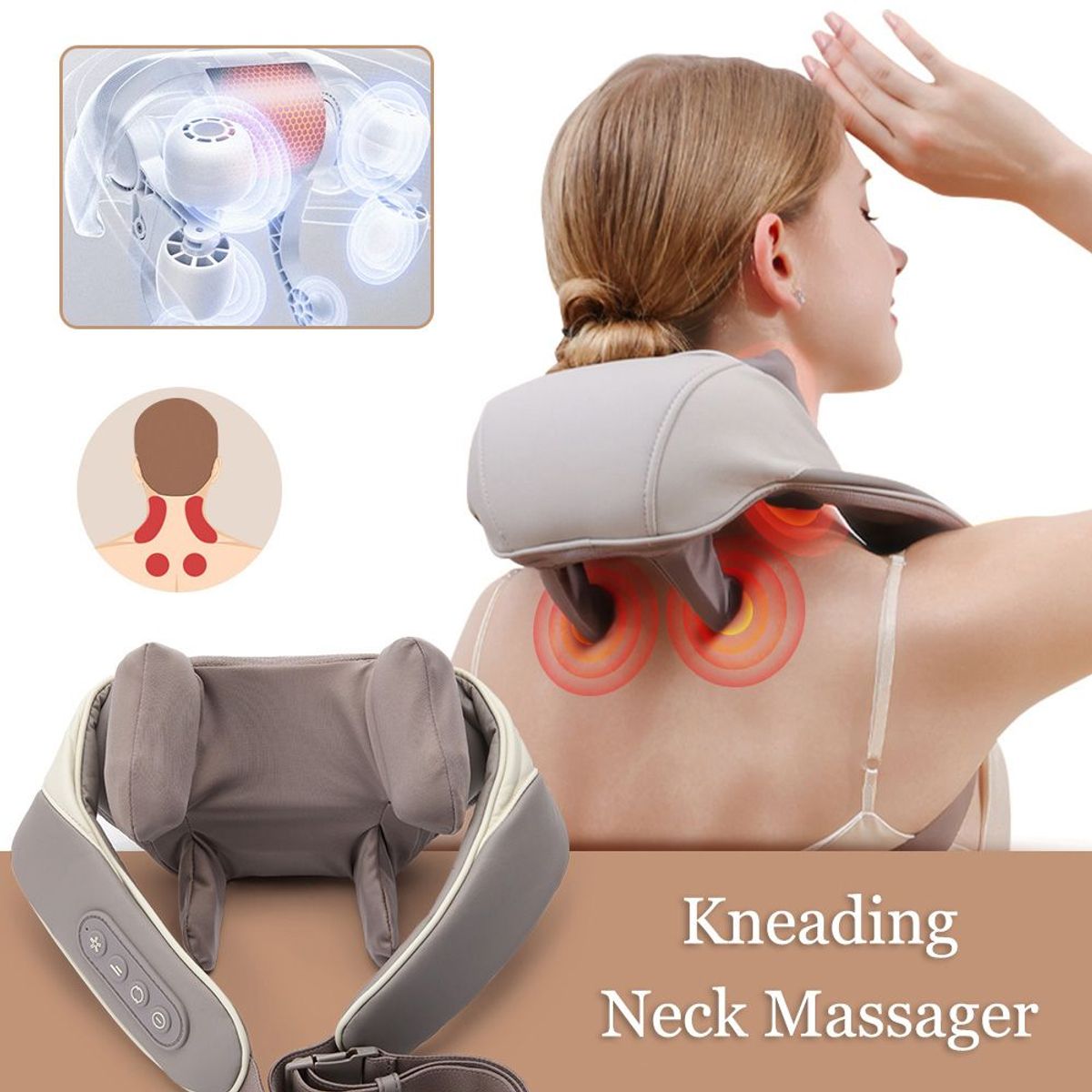 GENERICO - Masajeador inalambrico calefactor cervical 3 en 1 FK23D-106