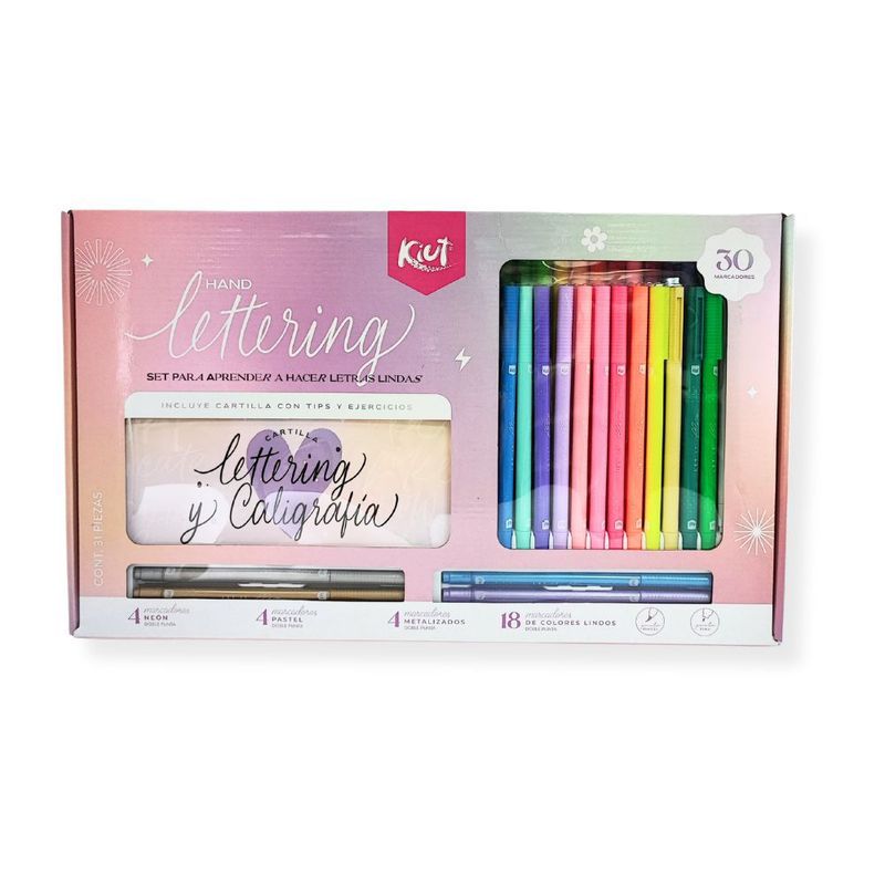 KIUT - Kit De Lettering Kiut Cartilla  Marcadore Punta Pincel X30