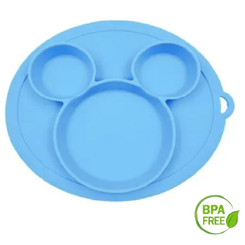 MUNDO BEBE - Plato Para Bebe En Silicona Azul Niño