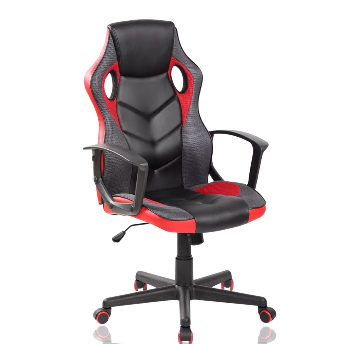 AKIVOY - Silla Gamer Rocker Para Oficina en Cuero Acolchada Giratoria Ngr-Roj