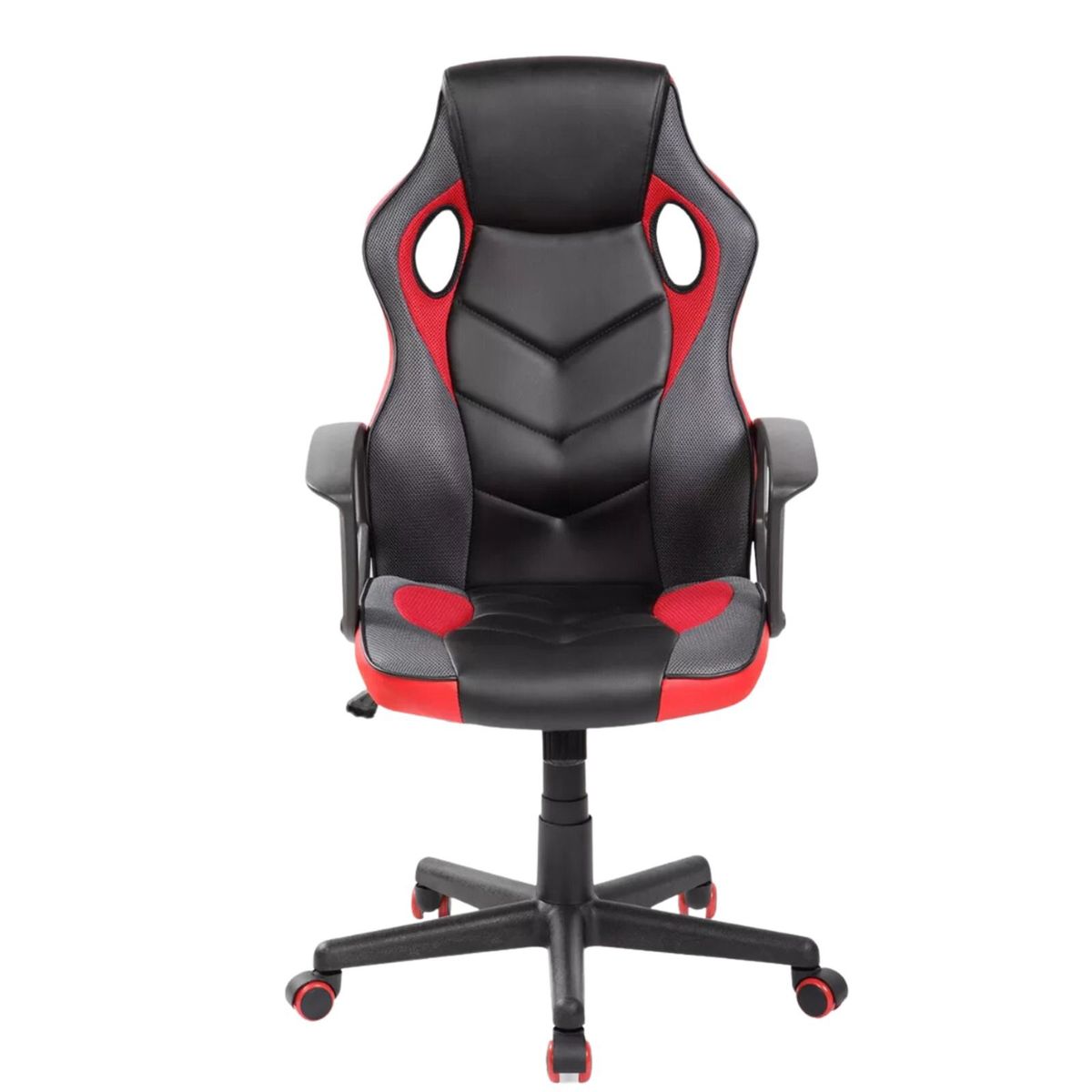 AKIVOY - Silla Gamer Rocker Para Oficina en Cuero Acolchada Giratoria Ngr-Roj