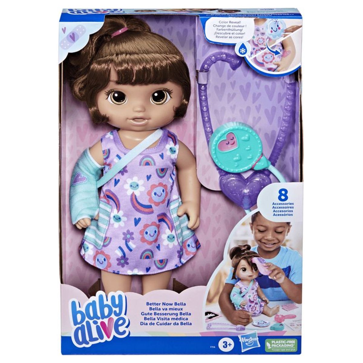 BABY ALIVE - Muñeca Baby Alive Bella Visita Médica Pelo Castaño